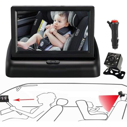 Baby Child Car Rearview Mirror Observer for Infant Back Seat Monitor with Night Vision Camera Rear view kid Toddler Children