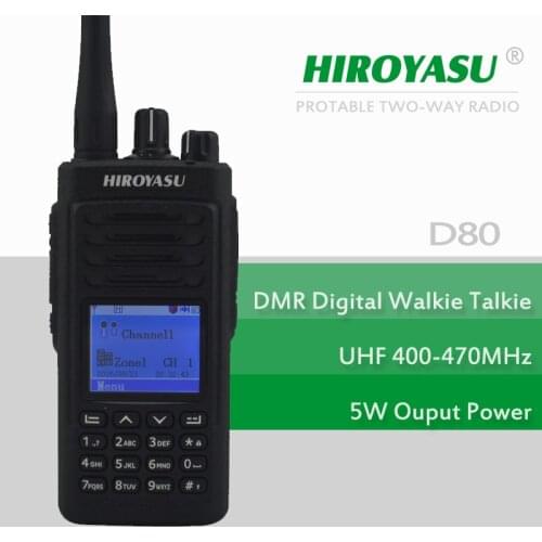 DMR Digital Walkie Talkie HIROYASU D80 DMR UHF 400-470MHz 1000CH 5W Digital PORTABLE TWO-WAY Radio