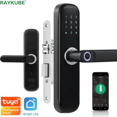 Tuya Wifi Electronic Door Lock With Fingerprint Smart Card Code Phone APP Unlock Support Different Mortise Lock Latch Black X3