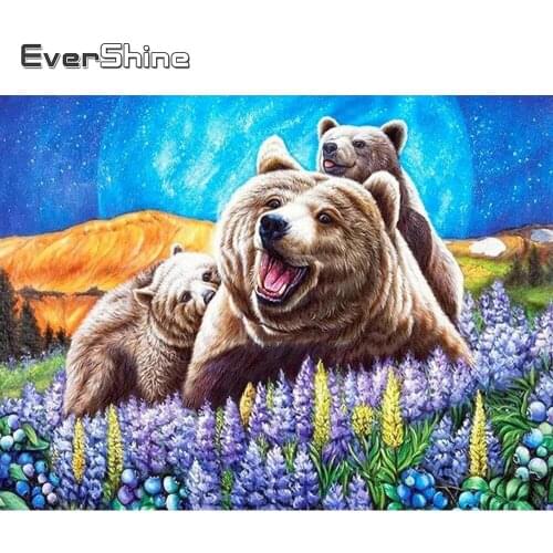 EverShine Diamond Mosaic Art Painting Bear Cross Stitch Diamond Embroidery Animals Rhinestones Handmade Home Decor Children Gift