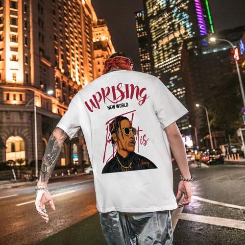 UPRISING TEE Rap music Street dance TOP Hip hop Loose Round neck short sleeve t-shirt Human head T SHIRT