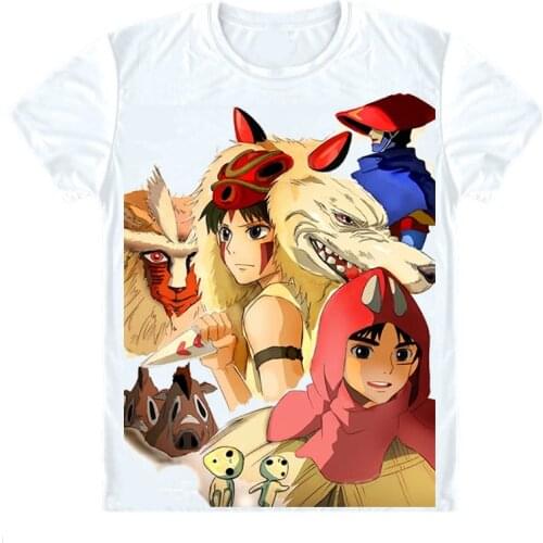 Princess Mononoke T-Shirts Multi-style Short Sleeve Shirts Miyazaki Hayao Mononoke Hime Emishi prince Ashitaka Cosplay Shirt