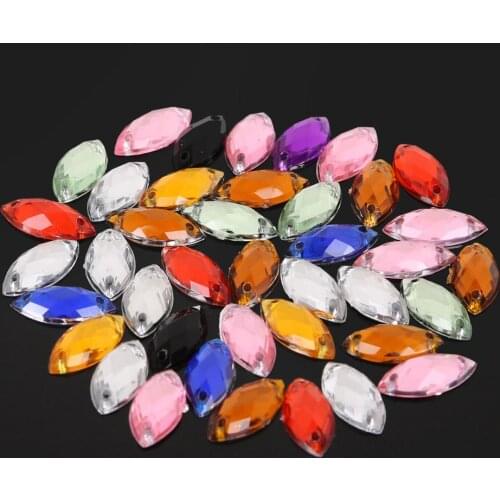 Hot Selling 50/200Pcs/lot 7x15mm Horse Eye Shape Crystal glass Sew On Rhinestone with Claw apply to Clothing Decorations