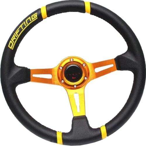 Hot selling universal 14inch pvc car Racing Game steering wheel with Horn Button