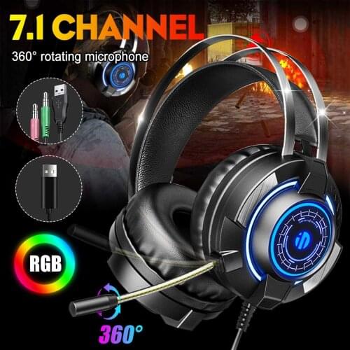 Gaming Headset 7.1 Surround Sound USB 3.5mm Wired Game Headphones with Microphone Stereo RGB USB Headphone For PC Gamers