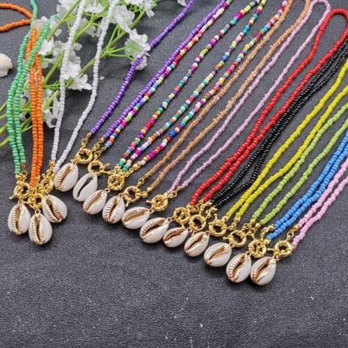 JCYMONG 17 Color Bead Choker Necklace For Women Bohemian Shell Cowrie Pendant Necklace Female Fashion Beach Collier Jewelry 2021