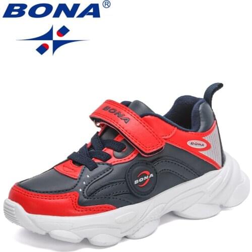 BONA 2021 New Designers Trendy High Quality Sneakers Children Flat Shoes Casual Walking Shoes Kids Running Jogging Shoes Child