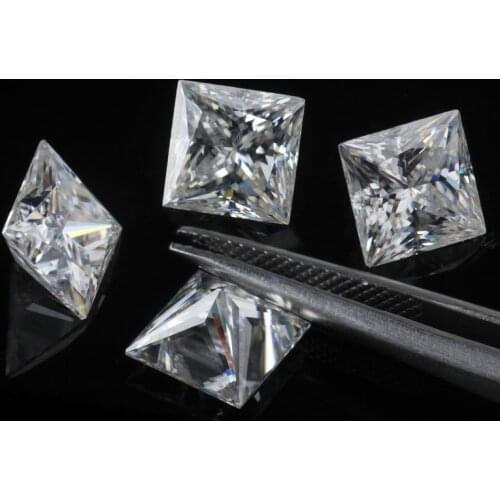 Square Moissanite Loose Stone 5.5*5.5mm(1ct) White D Color Diamond Customize DIY Material with Certificate