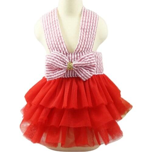 Puppy Pet Dogs Clothes Summer Dog Costume Sling Sweetly Princess Dress Teddy Party Birthday Decor Bow Knot Dress For Small Dog