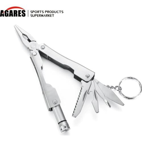 Stainless Steel Multi Tool Pocket Multifunctional Tool for Travel Folding Multipurpose Plier Multitool with Led Light Sliver