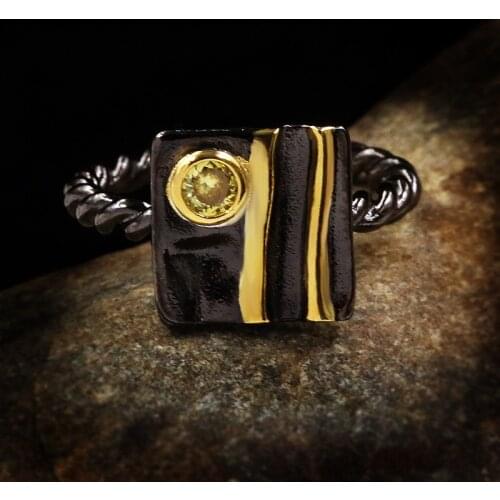 2020 New Gothic Female 925 Silver Rings Stunning Topaz Black Gold Finger Ring Wedding Party Rings for Women Fine Jewelry