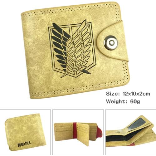 Attack on Titan Scouting Anime Cartoon Men Women Boys Girls Short Leather Fold Wallet Purse Money Holder Coin Purse Money Bags