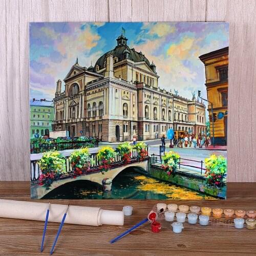 Landscape On The Channel Painting By Numbers Kit Acrylic Paints 40*50 Paiting By Numbers New Design Adults Handicraft