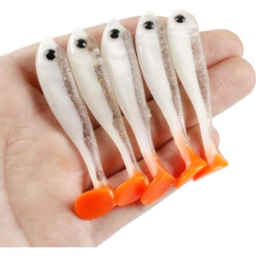 10Pcs/lot Soft Lures 6.5cm 3g Fishing Lure Wobblers Double Color Aritificial T Tail Silicone Bait Swimbait Bass Pike carp Tackle
