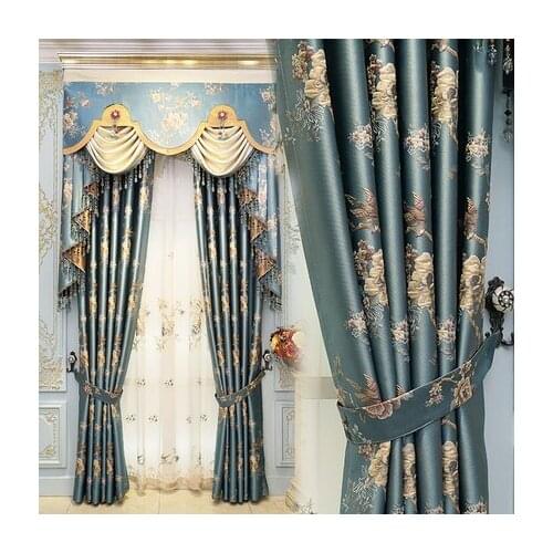 Luxurious European curtain luxury atmosphere in living room high precision relief high grade shade curtain cloth for bedroom