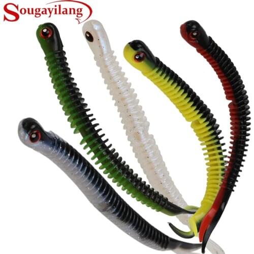 Sougayilang 5Pcs Soft Worm Fishing Baits Lifelike Soft Fishing Lures Soft Bait Artificial Pesca Fishing Tackle