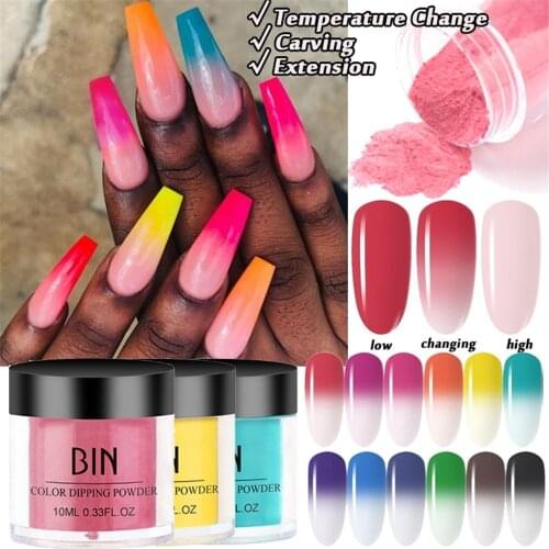 Temperature Dipping Nail Powder Holographic Acrylic Polymer Powder Nature Dry Without Lamp Cure Dipping Glitter Nail Art DIY 10g
