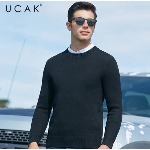UCAK Brand Solid Color Thick Sweaters Men Clothes Classic Casual O-Neck Pullover Pull Homme Winter New Fashion Arrivals U1041