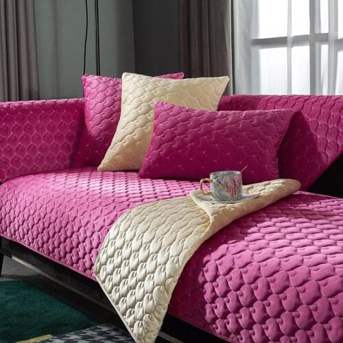 Thicken Plush Sofa Cover Soild Color Sofa Covers for Living Room Soft Flannel Couch Cushion Towel L-shaped Sofa Slipcover Decor