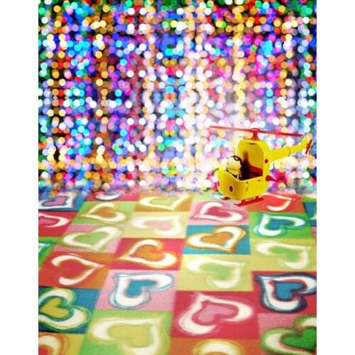 Heart Floor Cartoon Helicopter for Children Photography Backdrops Photo Props Studio Background 5x7ft