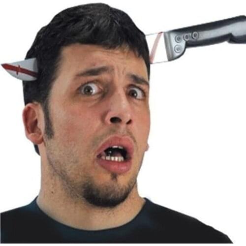 Prank Maker Trick Fun Novelty Funny Joke Toy Fake Dagger Nail Through Head Trick Halloween Kids Children Gags Practical Jokes