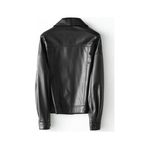 Women Spring Genuine Real Sheep Leather Jacket H2