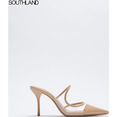 SOUTHLAND New spring womens shoes elegant high heels Paneled pointed toe stiletto sandals