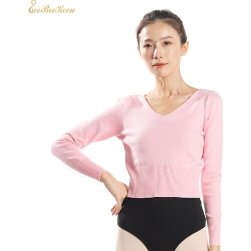 105-170cm height V-neck Long Sleeve Winter Sweater Top Adult Dance Coat Kids Gymnastics Leotard for Girls Women Ballet Leotards