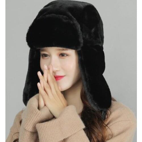 Winter Thick Plush Bomber Hat Warm Winter Hat For Men Women Trapper Trooper Hats Ear Protect Snow Caps Earmuffs Bonnet