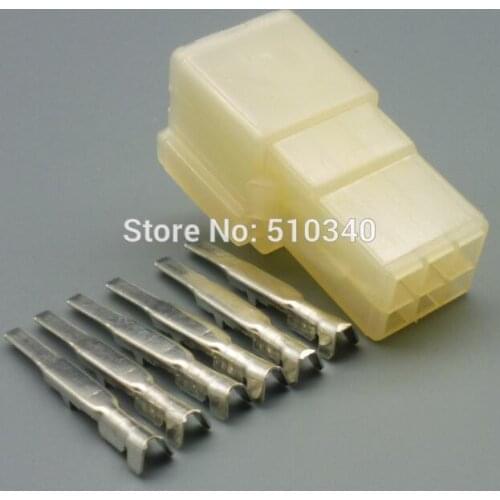 1set .6 hole pale nylon shell with automotive connector terminals plug connector