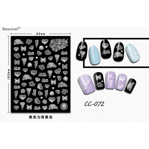 3D Black Nails Art Manicure Back Glue Decal Decorations Nail Sticker For Nails Tips Beauty