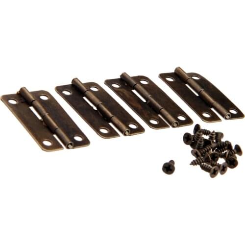 4pcs/lot Antique Bronze Hinges Iron Decorative 30*17mm 4 holes +screws Vintage Wooden Jewelry Box Wine case Furniture hardware