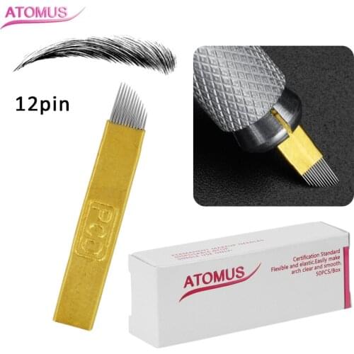 50pcs 12 Flex Laminas Tebori 12 pin Microblading Needles Permanent Makeup Eyebrow Tatoo Blade For Manual Tattoo Pen Machine