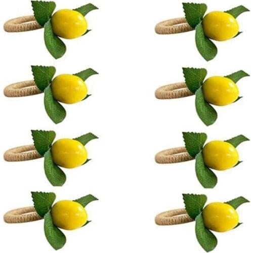 8Pcs Simulation Lemon Plant Napkin Ring Fruit Meal Buckle Hotel Model Room Napkin Ring