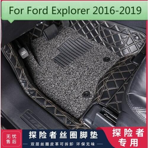 For Ford Explorer 2016-2019 3D Car Mats Luxury-Surround Leather Floor Mats Fully enclosed special silk thread circle foot pad