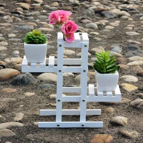 White 3 Tier Wooden Flower Rack Plant Stand Multi Flower Stand Shelves Bonsai Display Shelf Yard Garden Patio Balcony Fl