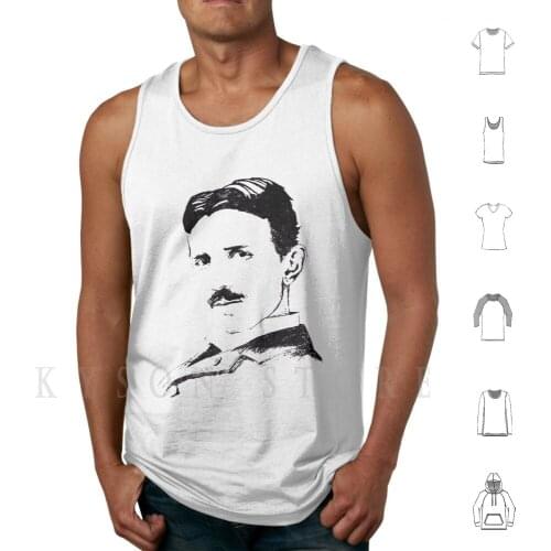 Nikola Tesla Drawing Tank Tops Vest 100% Cotton Nikolatesla Tesla Art Pencil Drawing Genius Physics