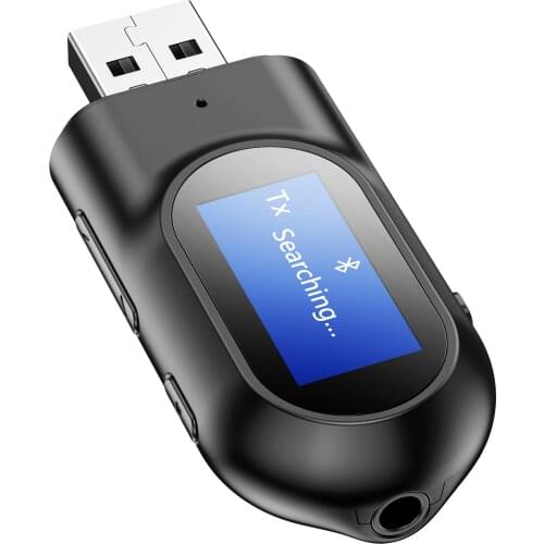 Bluetooth 5.0 Stereo Audio 2in1 Receiver Transmitter Mini With display AUX USB 3.5mm Jack For TV PC Car Kit Wireless Adapter