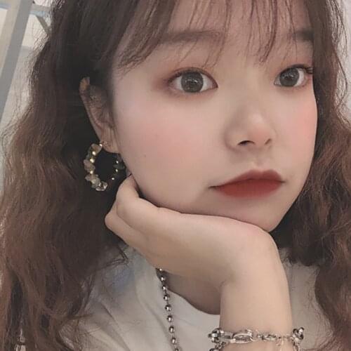 Boho Multi Color Natural Stone Hoop Fashion Earrings for Women All Handmade Fashion Wedding Jewelry Crystal Statement Earrings