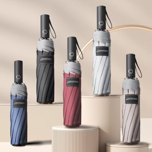 Large Umbrella Rain Women Men Automatic Large Business 3 Folding Umbrellas 10 Ribs Reflective Stripe Gift Parasol