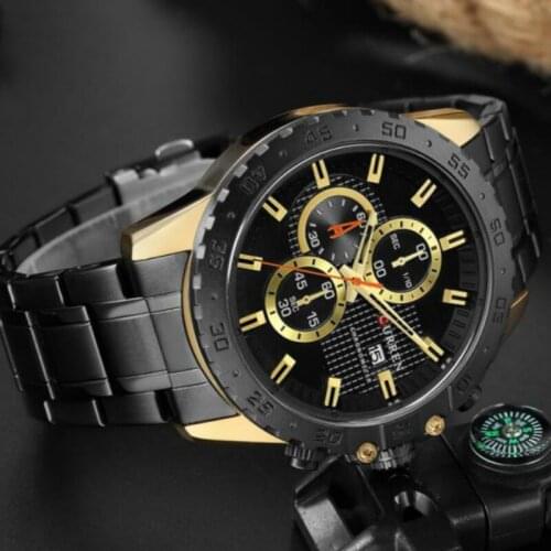 CURREN 8334 Luxury Brand Gold Men Watches Black Business Quartz Watch Men Waterproof Golden Male Wristwatch Men Clocks
