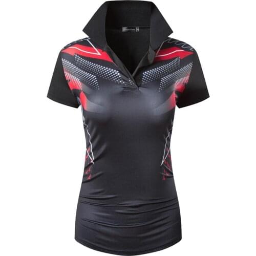 Jeansian Fashion Style Womens Casual Short Sleeve T-Shirt Tee Floral Print Polo Shirt Tshirt Golf Polos Tennis Badminton SWT308