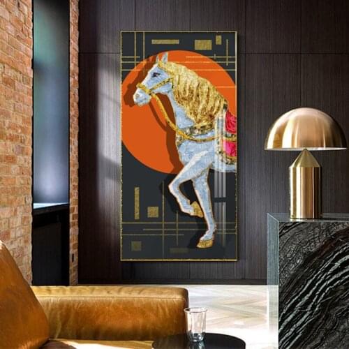 Classic Animal Wall Art Painting Abstract Horse Canvas Poster Print Luxury Wall Pictures for Living Room Modern Home Decor