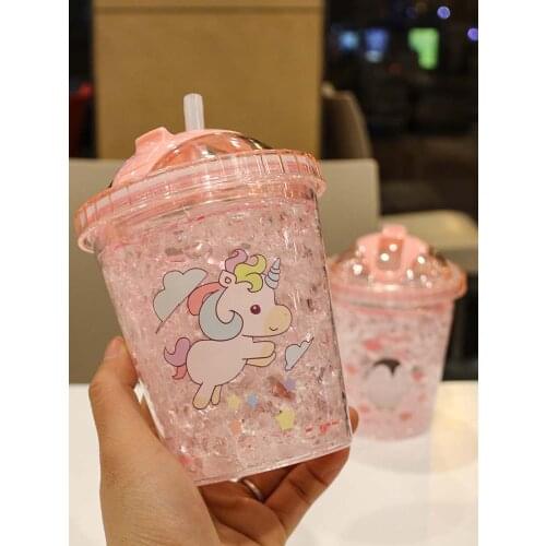 Summer broken ice cup adult sippy cup double cooling drink cup creative trend juice cold drink cup with cup