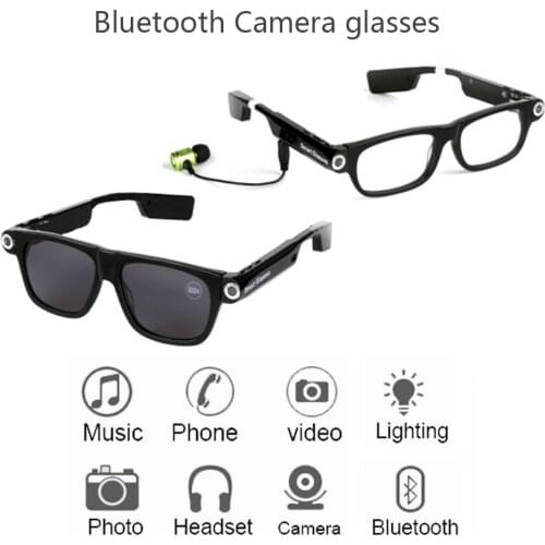 V3 Multifunction Bluetooth glasses Support to listen to music and call 720p video glasses Built-in 8G or 32G storage LED light