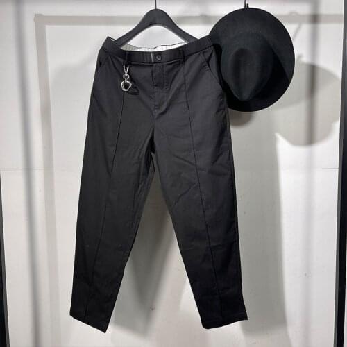 Owen Seak Men Casual Pencil Pants High Street Wear Mens Clothing England Sweatpants Preppy Autumn Winter Cross Black Pants