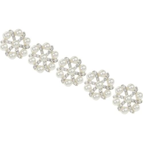 Wholesale 5Pcs 20mm Rhinestone Pearl Flower Buttons Embellishments for Scrapbooking Sewing Accessory Crafts Sewing Supplies