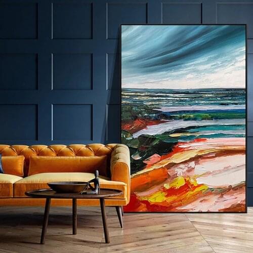 Landscape Hand Painted Abstract Oil Painting Thick Texture Oil On Canvas Large Size Wall Art For Living Room Home Decor