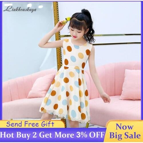 Girls' Clothing Dress 2020 Summer Girls Polka Dot Dress Baby Sweet Lovely Princess Dress Girls Elegant Everyday Leisure Dresses