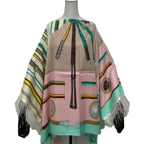 Populareuropéenne vêtements Loose Batwing Sleeve Silk One-shoulder Women Top Clothing Dashiki African Lady Boho Top clothing